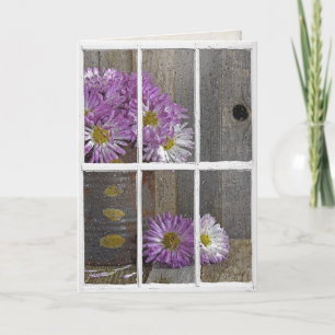 Regen auf dem Fenster mit Geburtstagsmüttern Karte