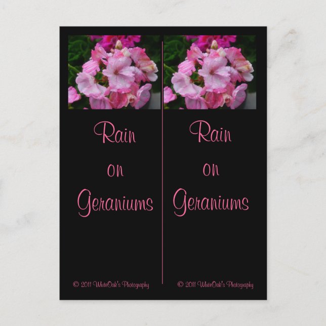 Regen auf Geraniums Lesezeichen Postkarte (Vorderseite)