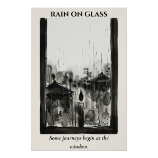 Regen auf Glas — Sumi-e-Tuschwaschung Poster
