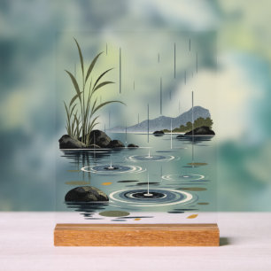 Regen auf Still Wasser Moderner Naturposter Acrylschild