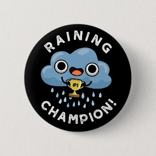 Regen Champ Funny Weather Rain Cloud Puff Dark BG Button