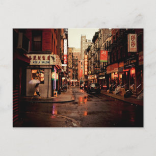 Regen - Chinatown - New York City Postkarte