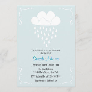 Regen Cloud Baby Dusche Einladung Pastel Blue