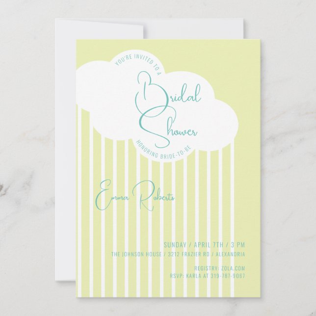 Regen Cloud Bridal Dusche Einladung (Vorderseite)