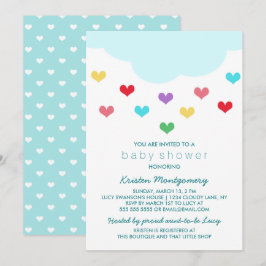 Regen Cloud & Hearts | Einladung der Babydusche