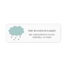Regen Cloud Rain Drops Baby Shower Rücksendeadress