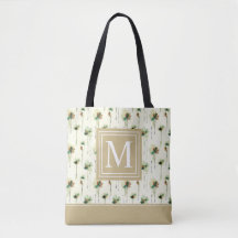 Regen der weißen Blume Monogramm| Gesamtbeutel