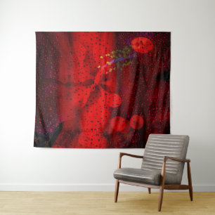 Regen Dotted Red Wandteppich
