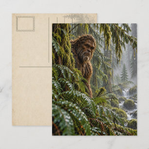 Regen in den Immergrünen Bigfoot-Postkarte Postkarte