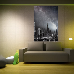 Regen in der Stadt nachts   AI Art Poster