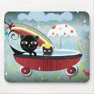 Regen Katze Regenschirm Melonenvogelstar Mousepad