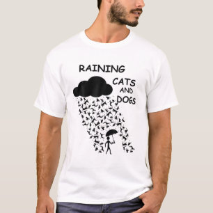 Regen Katzen Und Hunde Lustiges Design T-Shirt
