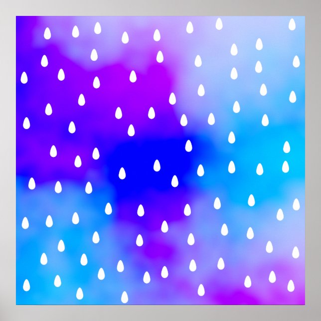 Regen mit blauem und lila bewölktem Himmel. Poster (Vorne)