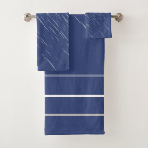 Regen Navy Blue, Streifen Muster Badhandtuch Set