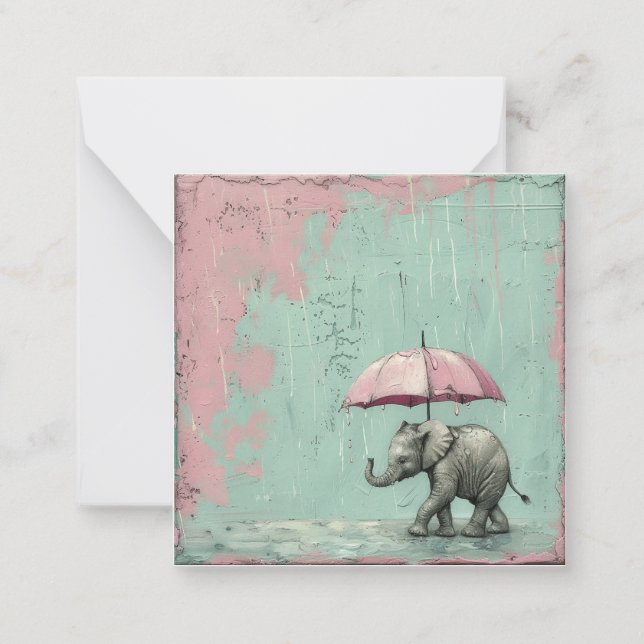 Regen oder Shine, lächeln senden: Elefante Umbrell Mitteilungskarte (Vorderseite)