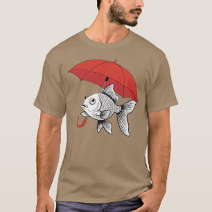 Regen oder Sonnenschein – Fisch mit Regenschirm Lu T-Shirt