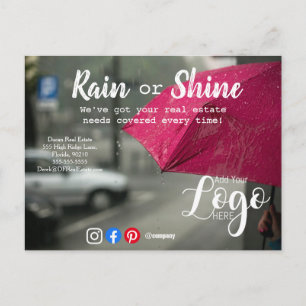 Regen oder Sonnenschein Immobilien-Kunden-Empfehlu Postkarte