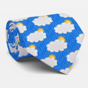 Regen Sonnenschein Wolken Muster Design Blau Krawatte