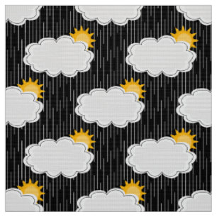 Regen Sonnenschein Wolken Muster Design Schwarz Stoff