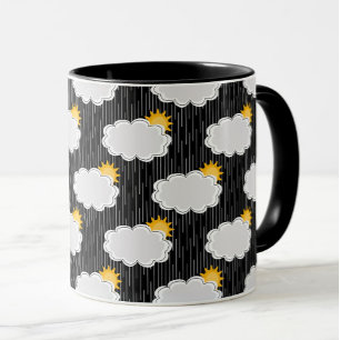 Regen Sonnenschein Wolken Muster Design Schwarz Tasse