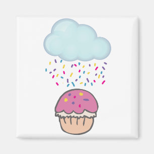 Regen Sprinkles auf Cupcake Magnet