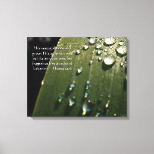 Regen-Tropfen auf Blatt-Schrift Leinwanddruck