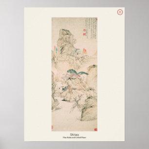 Regen und verdrehte Kiefern - Shitao, Qing-Dynasti Poster