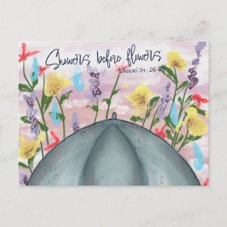 Regen vor Blumen Postkarte