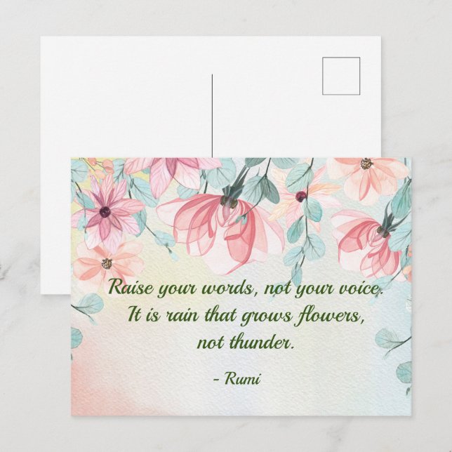 Regen wächst Blume Rumi Zitat Postkarte (Vorne/Hinten)
