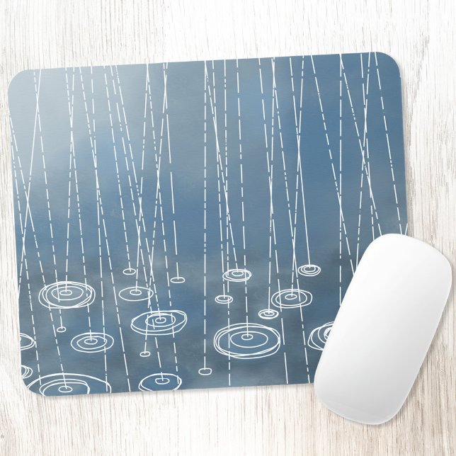 Regen Weather Blue Mousepad (Rainy weather fun art mousemat)