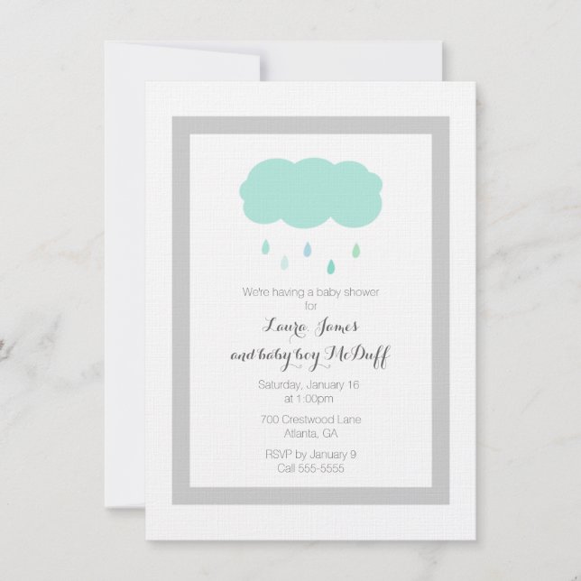 Regen-Wolken-Babyparty-Einladung Einladung (Vorderseite)