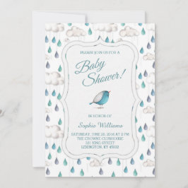 Regen-Wolken-und Regentropfen-Babyparty Einladung