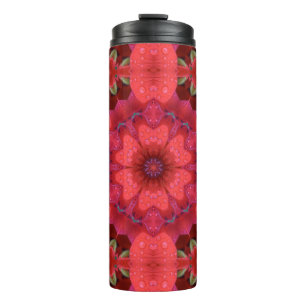 Regenberührtes Scharlachrotes Kaleidoskop  Thermosbecher