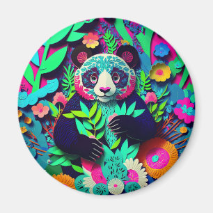 Regenbogen-3D-Illusions-Panda-falscher-Papierschni Magnet