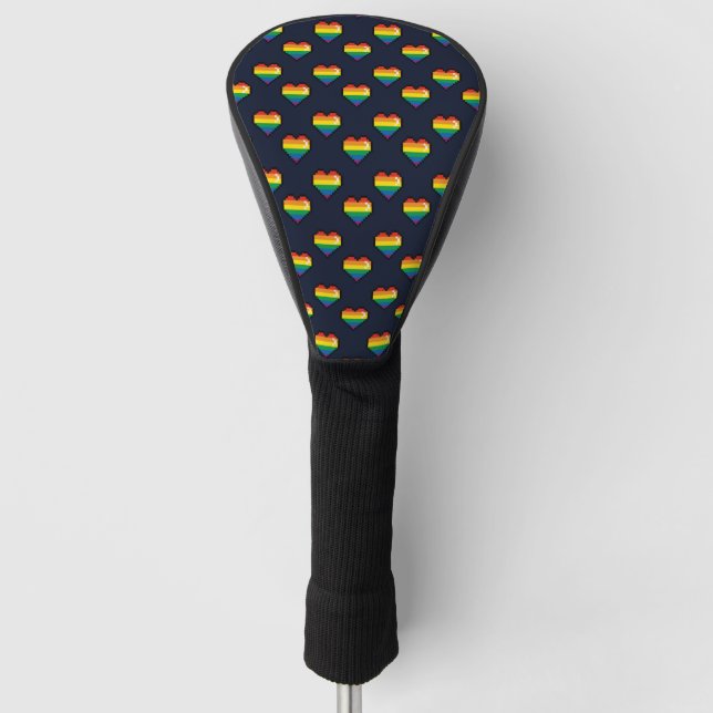 Regenbogen 8 Bit Herzstück Muster Golf Headcover (Vorderseite)
