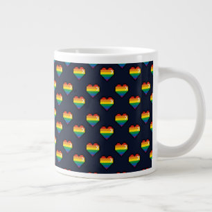 Regenbogen 8 Bit Herzstück Muster Jumbo-Tasse
