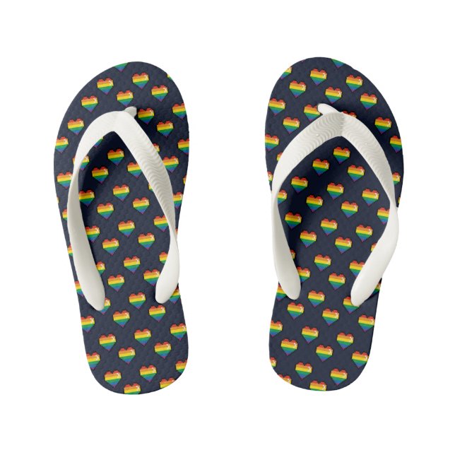 Regenbogen 8 Bit Herzstück Muster Kinderbadesandalen (Fußbett)