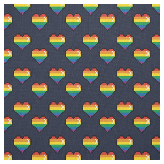 Regenbogen 8 Bit Herzstück Muster Stoff (Muster)
