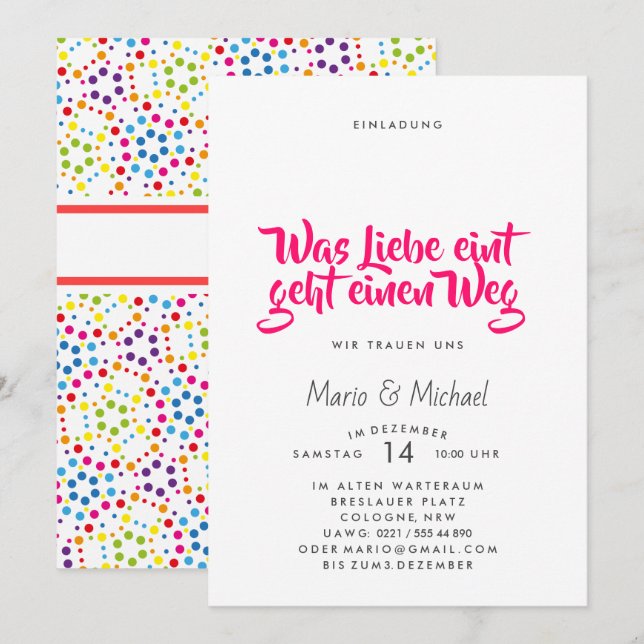 Regenbogen abstrakt klar ehrlich einladung (Vorne/Hinten)