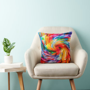 Regenbogen Abstrakt Lebendiger Wirbel Modern Kissen