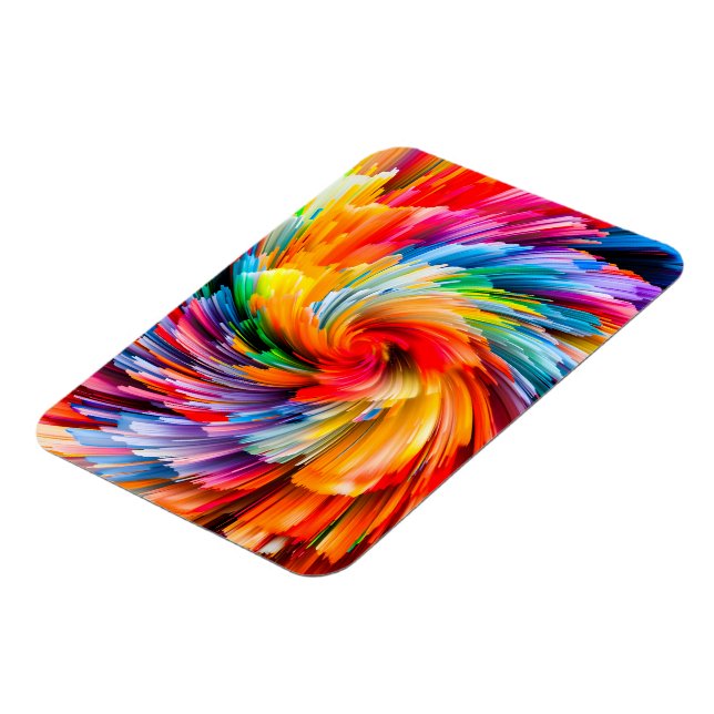 Regenbogen Abstrakt Lebendiger Wirbel Modern Magnet (Linke Seite)