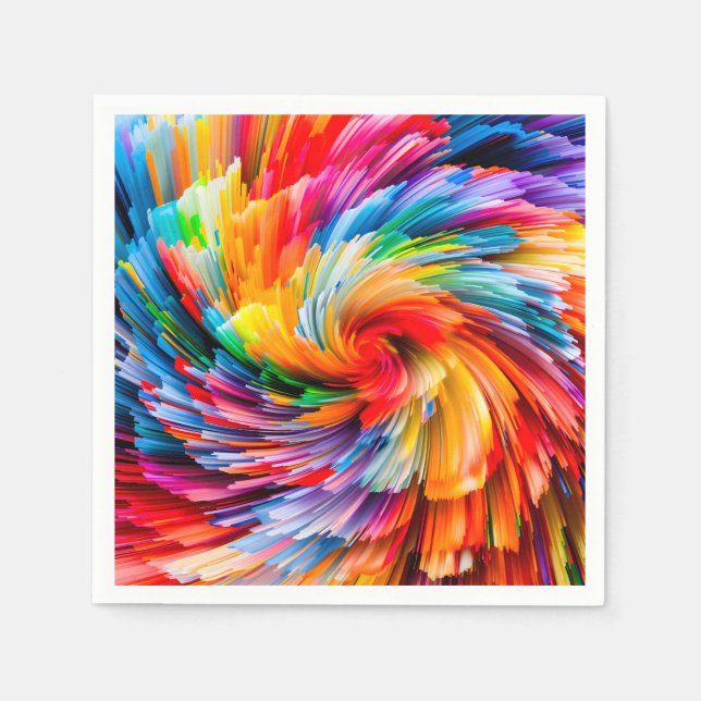Regenbogen Abstrakt Lebendiger Wirbel Modern Serviette (Vorderseite)