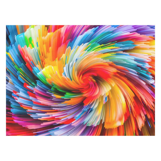 Regenbogen Abstrakt Lebendiger Wirbel Modern Tischdecke (Vorderseite (Horizontal))