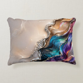 Regenbogen-Achat-Kristall-Kunst | Irisierendes Mar Dekokissen