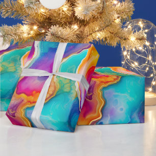 Regenbogen-Achat   Lebendiges abstraktes Steinmust Geschenkpapier