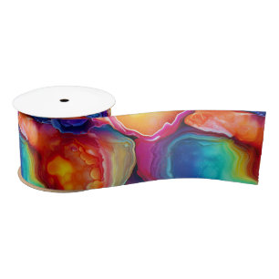 Regenbogen-Achat   Lebendiges abstraktes Steinmust Satinband