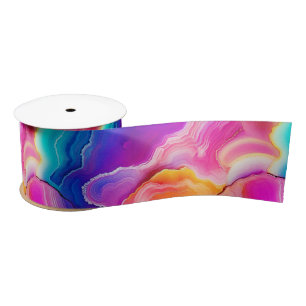 Regenbogen-Achat Lebendiges abstraktes Steinmust Satinband
