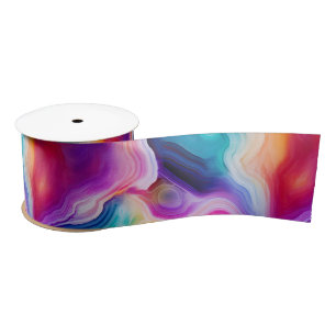 Regenbogen-Achat   Lebendiges abstraktes Steinmust Satinband