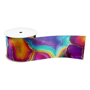 Regenbogen-Achat Lebendiges abstraktes Steinmust Satinband