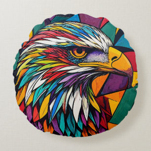 Regenbogen Adler Künstlerische Wildtier Heimdekora Rundes Kissen